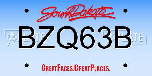 BZQ63B South Dakota License Plate