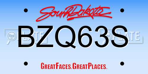 BZQ63S South Dakota License Plate
