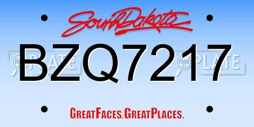 BZQ7217 South Dakota License Plate