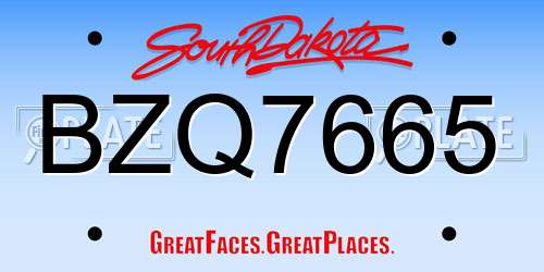 BZQ7665 South Dakota License Plate