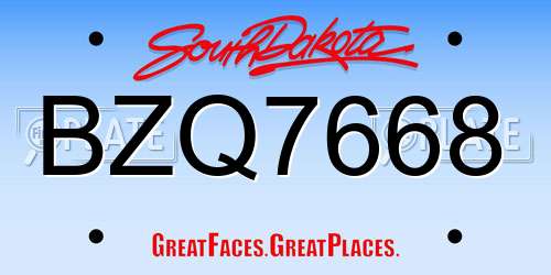 BZQ7668 South Dakota License Plate