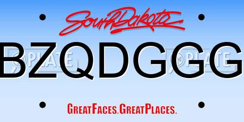 BZQDGGG South Dakota License Plate