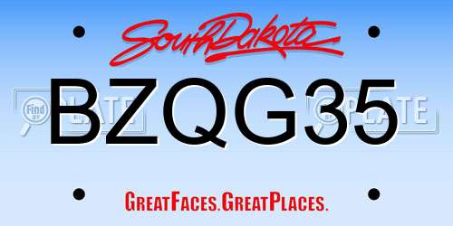 BZQG35 South Dakota License Plate