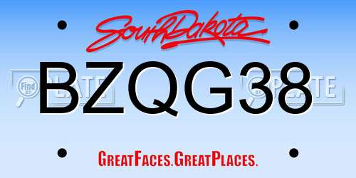BZQG38 South Dakota License Plate