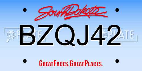 BZQJ42 South Dakota License Plate