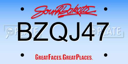 BZQJ47 South Dakota License Plate