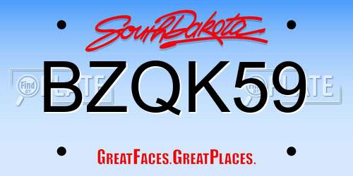 BZQK59 South Dakota License Plate