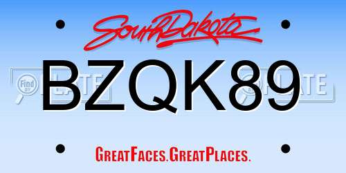 BZQK89 South Dakota License Plate