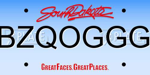 BZQOGGG South Dakota License Plate