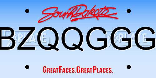 BZQQGGG South Dakota License Plate