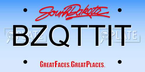 BZQTTIT South Dakota License Plate