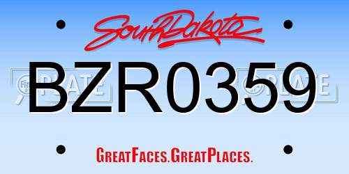 BZR0359 South Dakota License Plate
