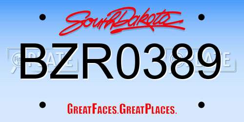 BZR0389 South Dakota License Plate