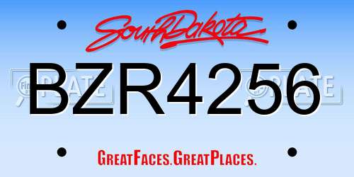 BZR4256 South Dakota License Plate