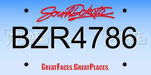 BZR4786 South Dakota License Plate