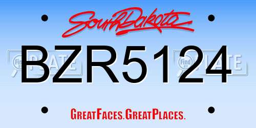 BZR5124 South Dakota License Plate