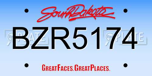 BZR5174 South Dakota License Plate