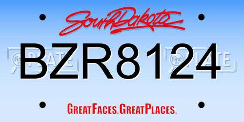 BZR8124 South Dakota License Plate