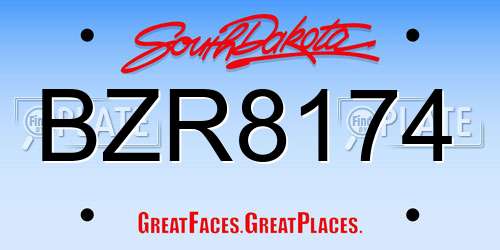 BZR8174 South Dakota License Plate