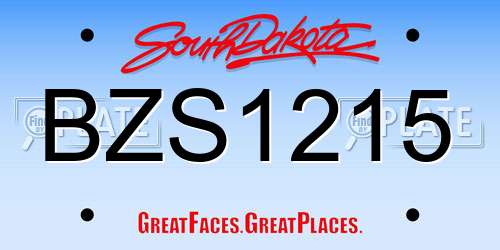 BZS1215 South Dakota License Plate
