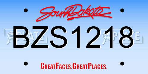 BZS1218 South Dakota License Plate