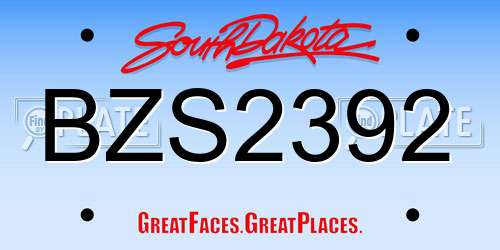 BZS2392 South Dakota License Plate
