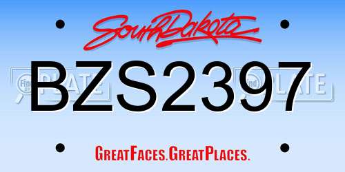 BZS2397 South Dakota License Plate