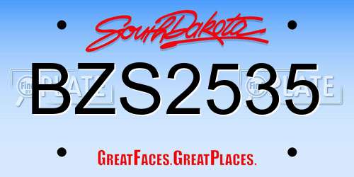 BZS2535 South Dakota License Plate