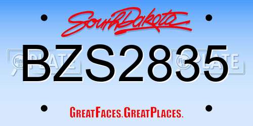 BZS2835 South Dakota License Plate