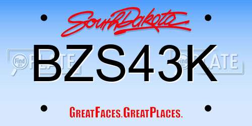 BZS43K South Dakota License Plate