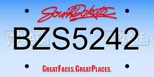 BZS5242 South Dakota License Plate