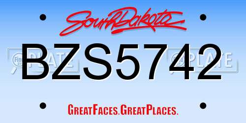 BZS5742 South Dakota License Plate