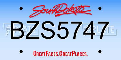 BZS5747 South Dakota License Plate