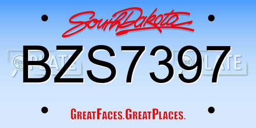 BZS7397 South Dakota License Plate