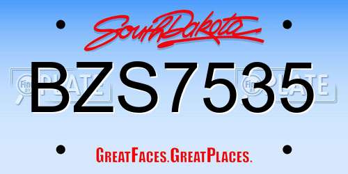 BZS7535 South Dakota License Plate