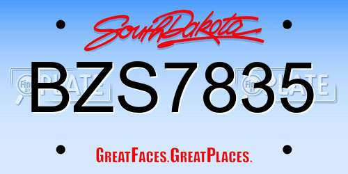 BZS7835 South Dakota License Plate