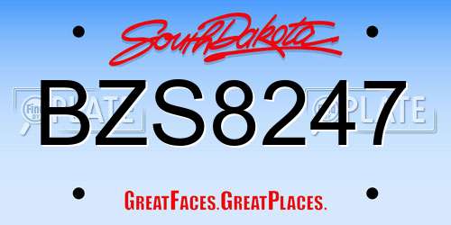 BZS8247 South Dakota License Plate
