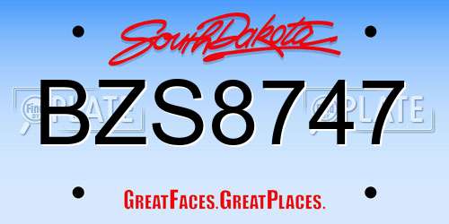 BZS8747 South Dakota License Plate