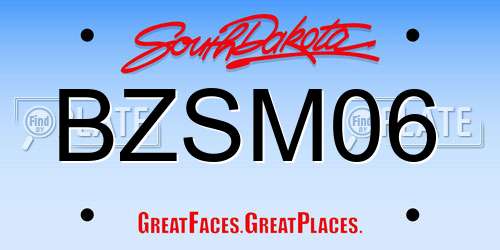 BZSM06 South Dakota License Plate