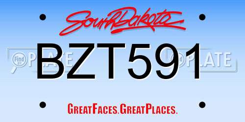 BZT591 South Dakota License Plate