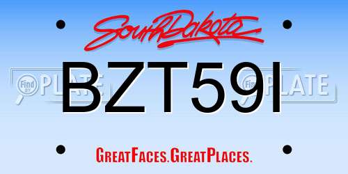 BZT59I South Dakota License Plate