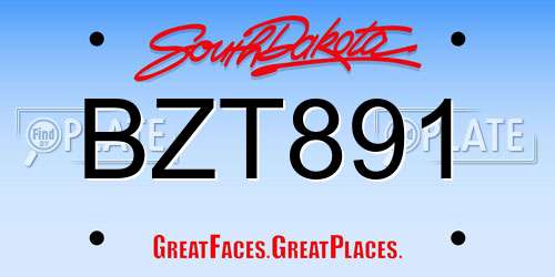 BZT891 South Dakota License Plate