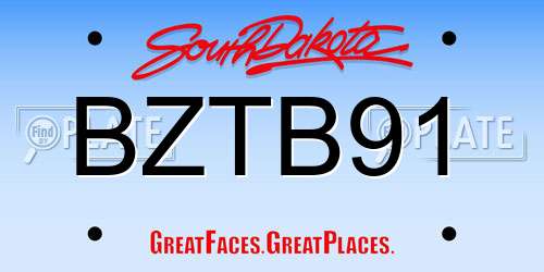 BZTB91 South Dakota License Plate