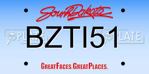 BZTI51 South Dakota License Plate