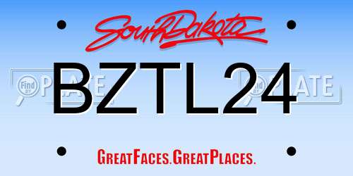 BZTL24 South Dakota License Plate