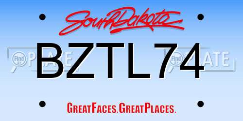 BZTL74 South Dakota License Plate
