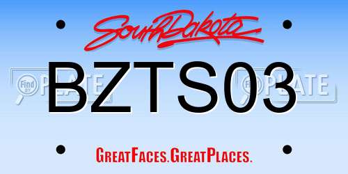 BZTS03 South Dakota License Plate