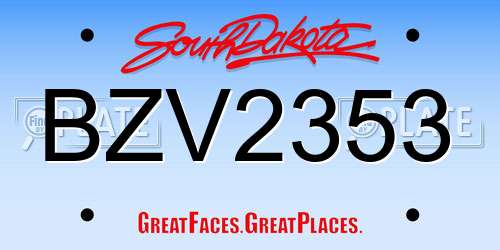 BZV2353 South Dakota License Plate
