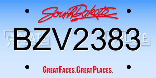 BZV2383 South Dakota License Plate
