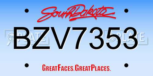 BZV7353 South Dakota License Plate